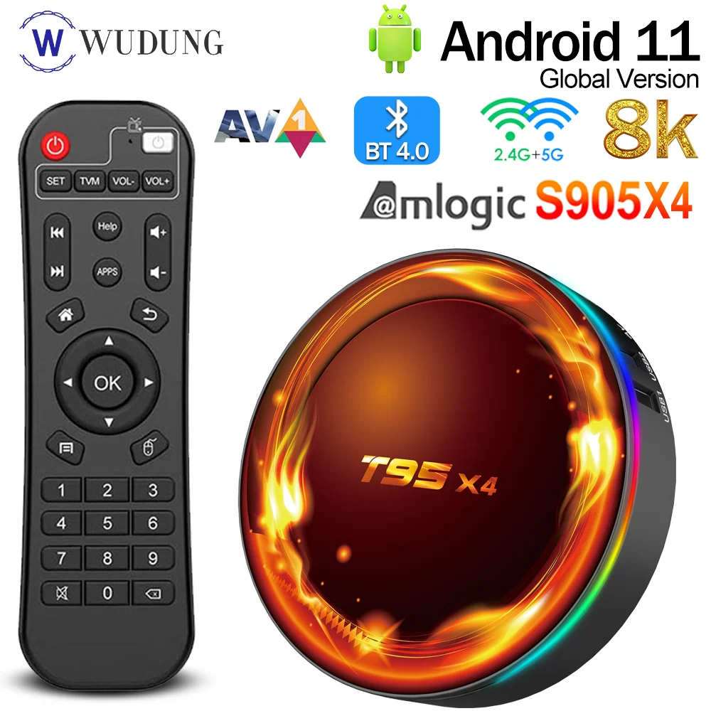 ȵ̵ 11.0 Ʈ TV ڽ,  ڽ, ̵ ÷̾, T95X4, Amlogic S905X4, 4GB 64GB AV1, 8K HD, 2.4GH  5GH  , BT4.0, 4GB 3